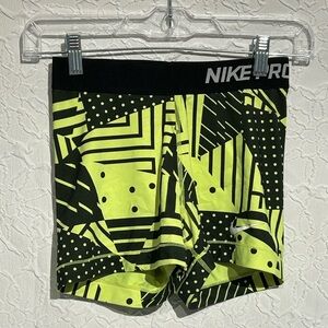 Nike Pro Geometric Neon and Black Shorts